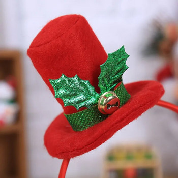 Модна коледна шапка, лента за глава, коледна лента за глава с пайети, Дядо Коледа, парти декор, двойна лента за коса, закопчалка, обръч за глава