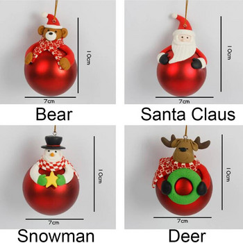 1PCS Коледна топка Карикатура Цветни топки Сладки завеси за коледно дърво Топка от полимерна глина Блестящи безделници Коледна украса