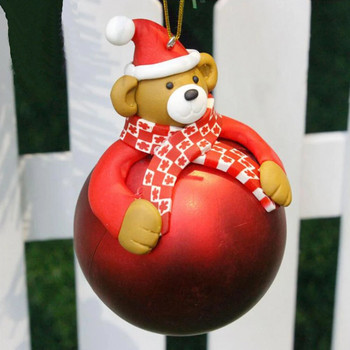 1PCS Коледна топка Карикатура Цветни топки Сладки завеси за коледно дърво Топка от полимерна глина Блестящи безделници Коледна украса