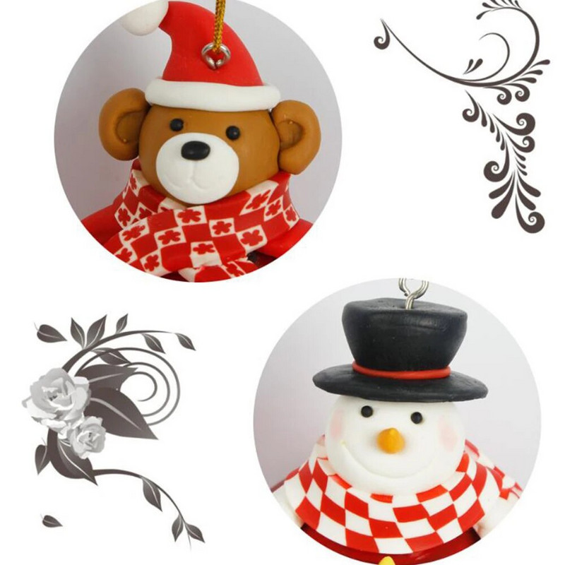 1 tk jõulupalli multifilm Värvilised pallid armsad jõulupuu riided Polümeersavist pall Glitter Battles jõulukaunistus