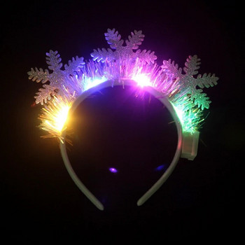 LED светлина Коледна лента за глава Elk Horn Snowflake Xmas Tree Headware 2023 Коледна украса за дома Момичета Жени Новогодишен подарък