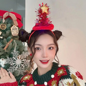 Ziemassvētku smieklīgi vizuļu galvas stīpa Radoši mirdzošas zvaigznes Priecīgus Ziemassvētku rotājumi ar LED gaismas cepures galvas saišu ballīšu rotājumi