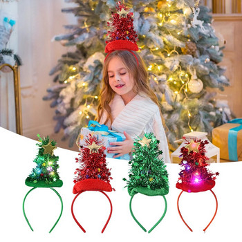 Χριστουγεννιάτικα αστεία στεφάνι με παγιέτες Creative Shining Stars Χαρούμενα χριστουγεννιάτικα στολίδια με φωτεινό καπέλο LED για πάρτι