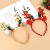 Božićna traka za glavu od roga roga 2024. Sretan Božić Dekoracije Dječja Nova godina Rekviziti za fotografije Žene Djevojke Poklon Elk Dodaci za kosu