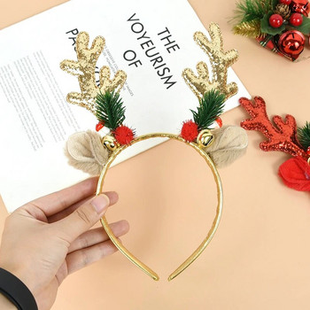 Christmas Antler Horn Headband 2024 Καλά Χριστουγεννιάτικα Διακοσμητικά Παιδικά Πρωτοχρονιά Φωτογραφικά στηρίγματα Γυναικείες Κορίτσια Δώρο Αξεσουάρ μαλλιών από άλκες