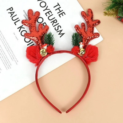 Božićna traka za glavu od roga roga 2024. Sretan Božić Dekoracije Dječja Nova godina Rekviziti za fotografije Žene Djevojke Poklon Elk Dodaci za kosu