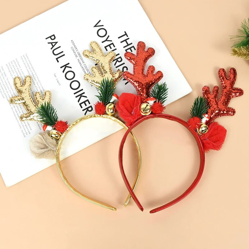 Božićna traka za glavu od roga roga 2024. Sretan Božić Dekoracije Dječja Nova godina Rekviziti za fotografije Žene Djevojke Poklon Elk Dodaci za kosu