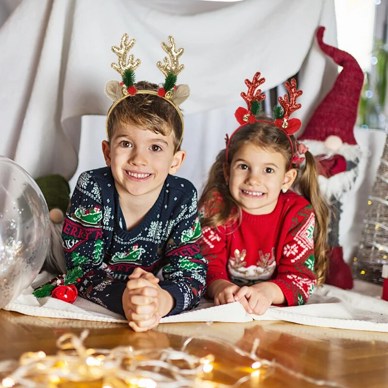 Božićna traka za glavu od roga roga 2024. Sretan Božić Dekoracije Dječja Nova godina Rekviziti za fotografije Žene Djevojke Poklon Elk Dodaci za kosu