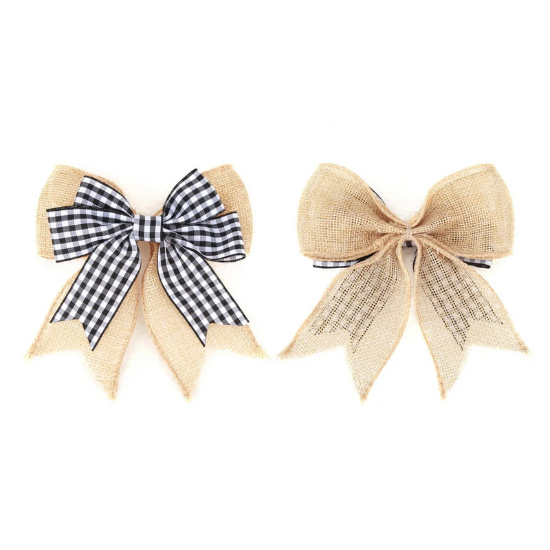 Vászon karácsonyi masni kézművességhez Születésnapi parti Ajándék dekoráció Karácsonyi Újév Akasztós díszek Karácsonyfa díszek