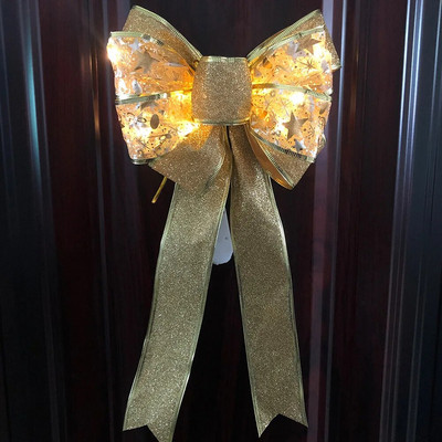 Božićna svjetlucava vrpca Mašna LED svjetleća mašna Dekoracija božićnog drvca Party Kuća za odmor Viseći dekor Prozor Privjesak