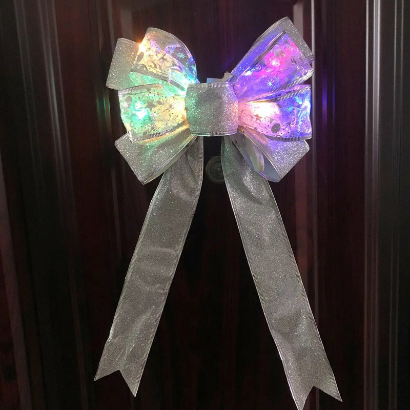 Božićna svjetlucava vrpca Mašna LED svjetleća mašna Dekoracija božićnog drvca Party Kuća za odmor Viseći dekor Prozor Privjesak