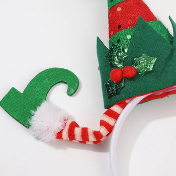 Коледна елф лента за глава Noel Navidad Elf лента за коса Xmas Natal Prop 2023 Весела Коледа Elf Dress Up Шапки Честита Нова Година 2024