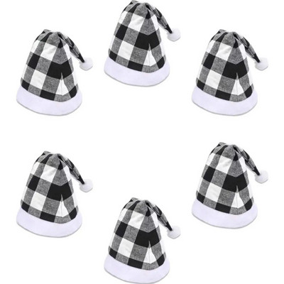 Božićni ukrasi, crvena i crna karirana luksuzna haljina za odrasle s volanima za zabavu, 2 kom