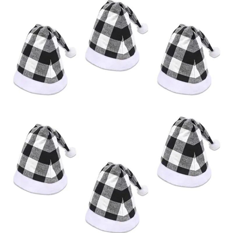 Božićni ukrasi, crvena i crna karirana luksuzna haljina za odrasle s volanima za zabavu, 2 kom