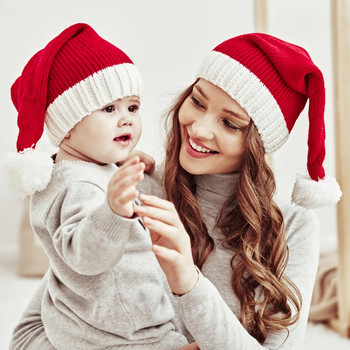 Плетена бебешка коледна шапка Сладка шапка Navidad Помпон Възрастно дете Мека шапка Шапка на Дядо Коледа Новогодишен детски подарък Коледна украса 2023 г.