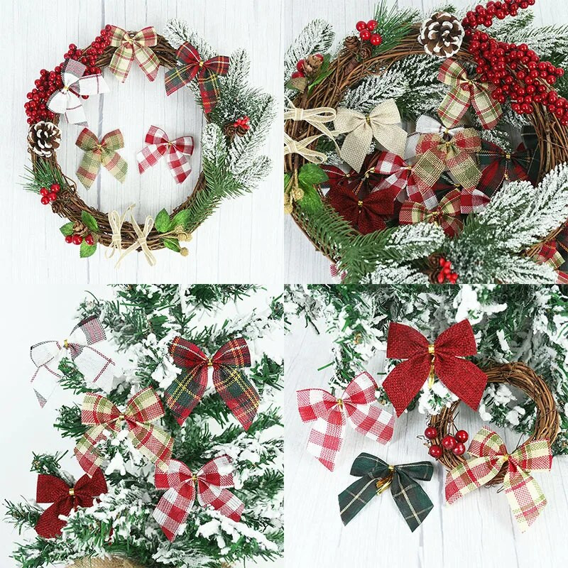 10/20 kom Buffalo karirane mašne za božićne ukrase Ukrasi za božićno drvce Nova godina Noel Navidad Dekor Rođendanski dar DIY mašna