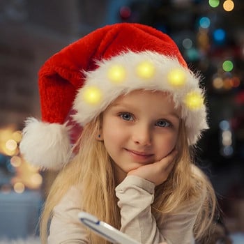 Led Коледна шапка Светеща шапка Шапка на Дядо Коледа Снежен човек Elk Xmas Hat For Adult Kid Новогодишна украса Navidad Коледен подарък 2023 Ново