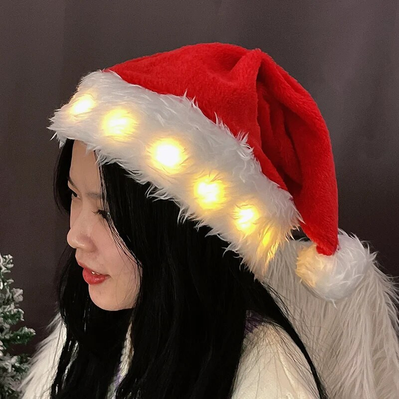 LED Ziemassvētku cepure iedegta vāciņš Ziemassvētku vecīša cepure Sniegavīrs Alnis Ziemassvētku cepure pieaugušam bērnam Jaungada dekorēšana Navidad Ziemassvētku dāvana 2023 Jaunums