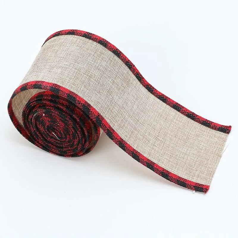 Linane jõulupael 6,5*200cm Jõuluvana kinkekarbikott Jõulupael ruudulise jõulukaunistusega peotarbed