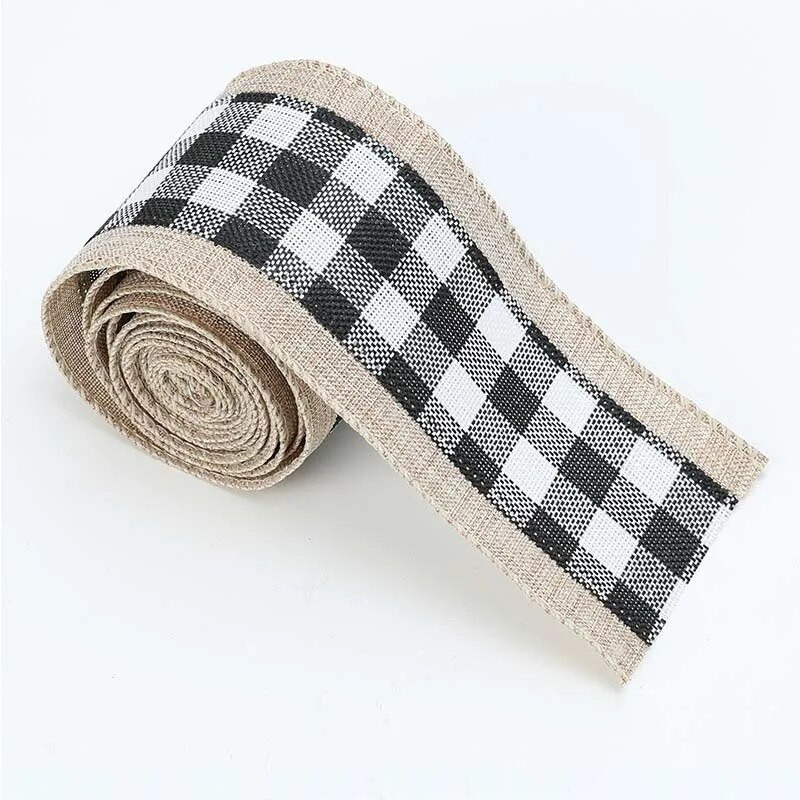 Linane jõulupael 6,5*200cm Jõuluvana kinkekarbikott Jõulupael ruudulise jõulukaunistusega peotarbed