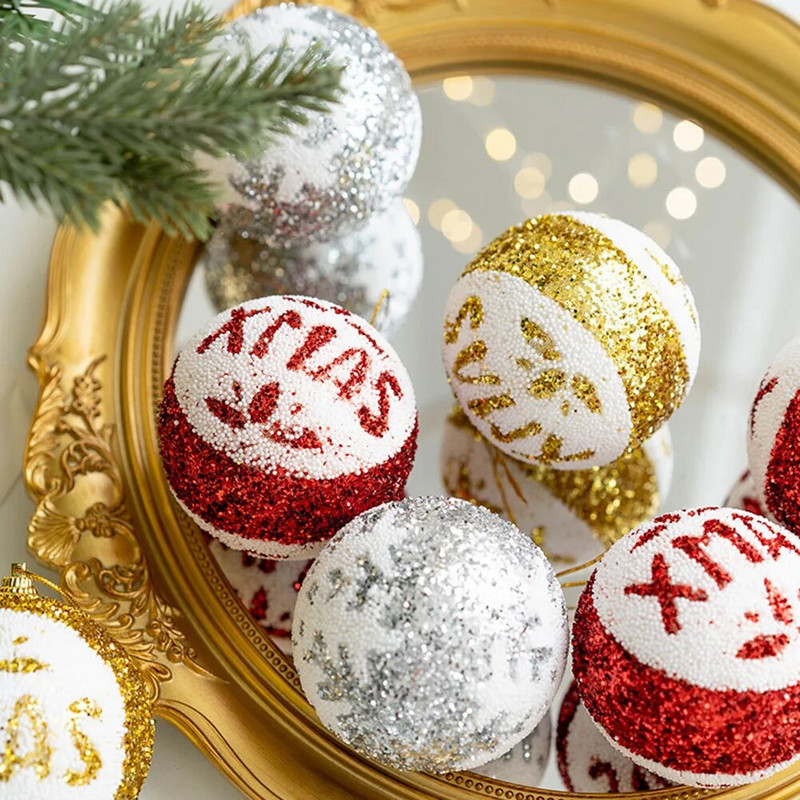 3 vnt. 8 cm Kalėdų rutulio kabantis papuošalas Kalėdų eglutės rutulio ornamento pakabukas Linksmų Kalėdų namų Naujųjų metų dekoracijos