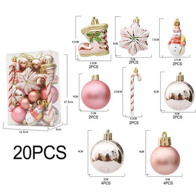 20/29 KOM Božićna kutija posebnog oblika Poklon kutija Ružičasta serija Materijal Izvrsna božićna kuglica Ukrasi Viseći ukrasi