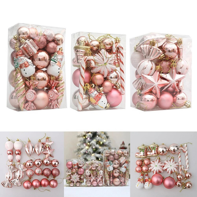 20/29 KOM Božićna kutija posebnog oblika Poklon kutija Ružičasta serija Materijal Izvrsna božićna kuglica Ukrasi Viseći ukrasi
