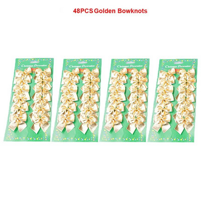 48KOM DIY Božićni privjesak Bowknot Božićni ukrasi za drvce Dekoracija Božićne zabave Dječji poklon Igračke 2024 Božićni ukrasi za dom