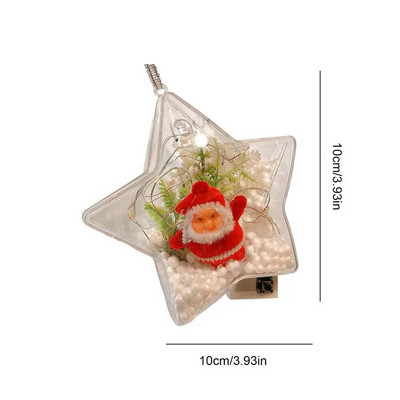 Caurspīdīgi aizpildāmi Ziemassvētku rotājumi DIY gaismas mirdzoši Ziemassvētku eglītes kulons, caurspīdīgs aizpildāms ornaments Helovīna ballītei Sākums