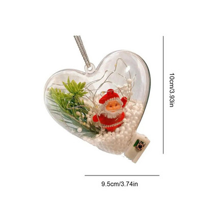 Caurspīdīgi aizpildāmi Ziemassvētku rotājumi DIY gaismas mirdzoši Ziemassvētku eglītes kulons, caurspīdīgs aizpildāms ornaments Helovīna ballītei Sākums