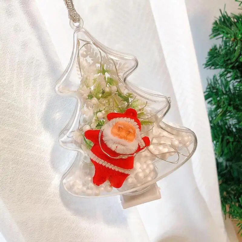 Caurspīdīgi aizpildāmi Ziemassvētku rotājumi DIY gaismas mirdzoši Ziemassvētku eglītes kulons, caurspīdīgs aizpildāms ornaments Helovīna ballītei Sākums