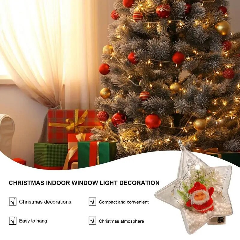 Caurspīdīgi aizpildāmi Ziemassvētku rotājumi DIY gaismas mirdzoši Ziemassvētku eglītes kulons, caurspīdīgs aizpildāms ornaments Helovīna ballītei Sākums