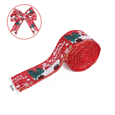 5 m/rola Božićna vrpca s ispisom automobila Žičana vrpca od vreće DIY Mašne za vijenac Ukras za božićno drvce Navidad Nova godina 2023.