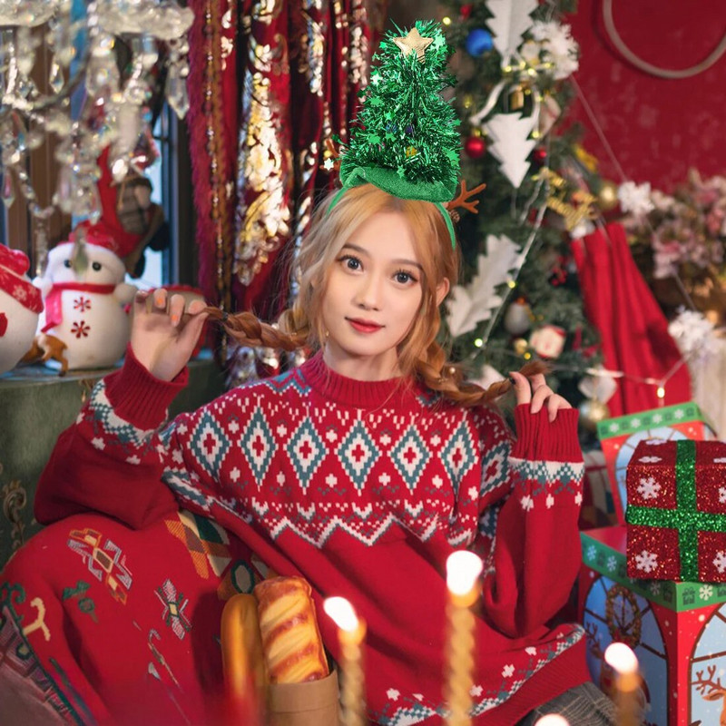 Ziemassvētku matu lente ar Led gaismu Smieklīgi Ziemassvētku vecīša aļņa ragi, vizulis galvas stīpas cepures galvas saite ballītēm Helovīna festivāla aksesuāriem