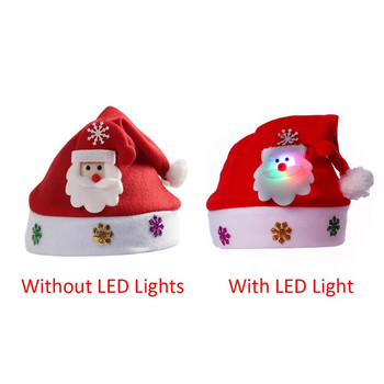 Коледна шапка с LED светлина Коледни декорации 2023 Navidad Коледна шапка за деца Възрастни деца Подарък за Нова година 2024