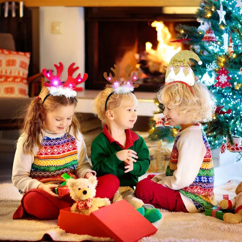 Jõulud LED-peapaelad lumememm jõulupuu vibu hirvesarvega peapael LED-valgusega Navidad uusaasta kingitus jõulukaunistused
