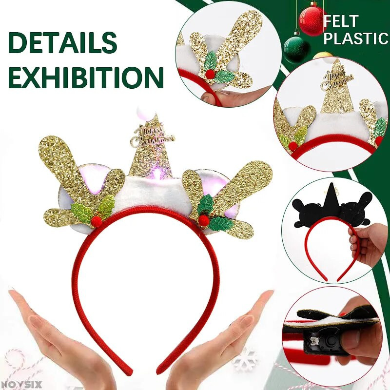 Jõulud LED-peapaelad lumememm jõulupuu vibu hirvesarvega peapael LED-valgusega Navidad uusaasta kingitus jõulukaunistused