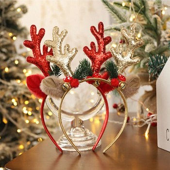 Коледни шапки Големи лосови рога Коледна камбана Пайети Лента за глава Весела Коледа Подпори за снимки Еленови рога Подарък за Честита Нова Година