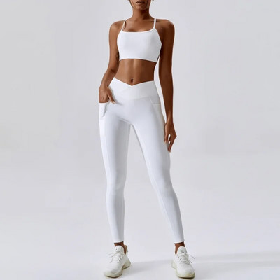 Komplet za jogu Ženska odjeća za teretanu Dvodijelni sportski set Top Ženske bešavne tajice Ženska trenirka Odijelo za fitness Sportska odjeća