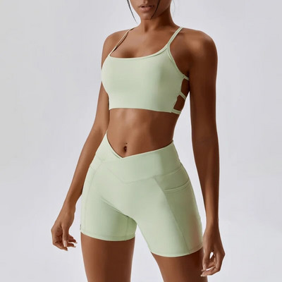 Komplet za jogu Ženska odjeća za teretanu Dvodijelni sportski set Top Ženske bešavne tajice Ženska trenirka Odijelo za fitness Sportska odjeća