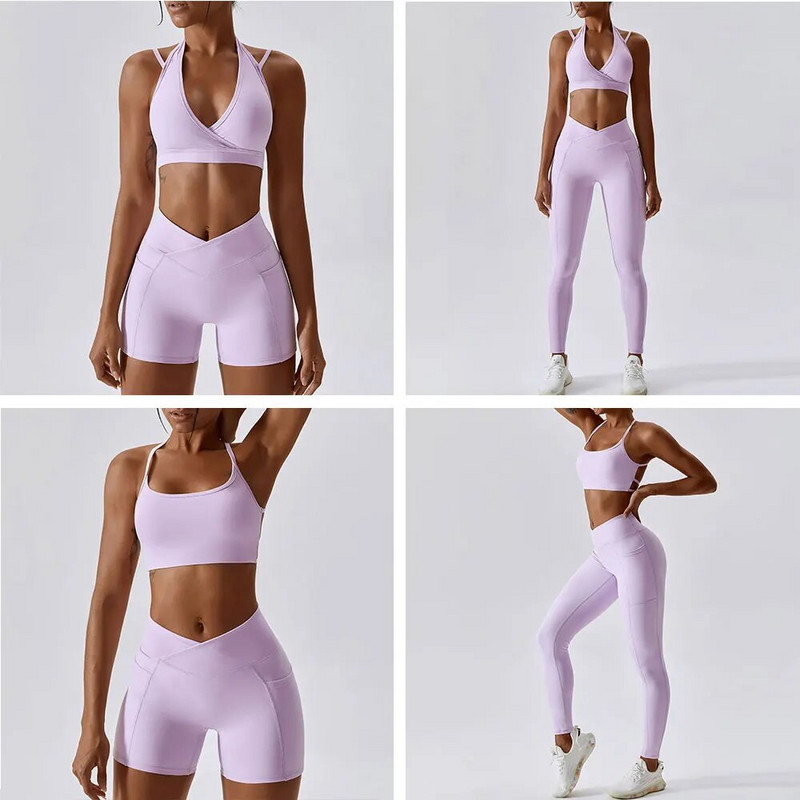 Komplet za jogu Ženska odjeća za teretanu Dvodijelni sportski set Top Ženske bešavne tajice Ženska trenirka Odijelo za fitness Sportska odjeća