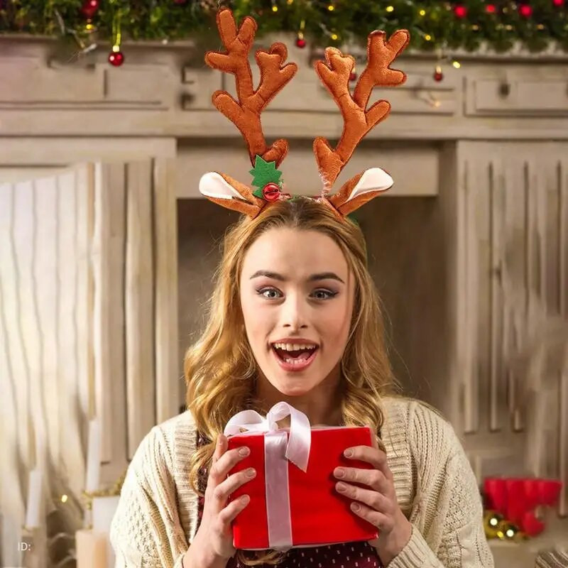 Galvas saite Ziemeļbriežu ragu Ziemassvētku galvassegas pieaugušajiem Ziemassvētku galvas saite Ziemeļbrieža ragu matu stīpa galvassega ballītei