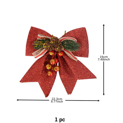 Zlatne/crvene božićne mašne Šišarke zlatne boje u prahu Xmastree ukrasni ukrasi Potrepštine za novogodišnju zabavu