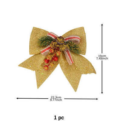 Zlatne/crvene božićne mašne Šišarke zlatne boje u prahu Xmastree ukrasni ukrasi Potrepštine za novogodišnju zabavu