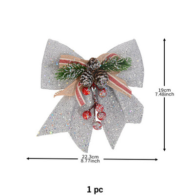 Zlatne/crvene božićne mašne Šišarke zlatne boje u prahu Xmastree ukrasni ukrasi Potrepštine za novogodišnju zabavu