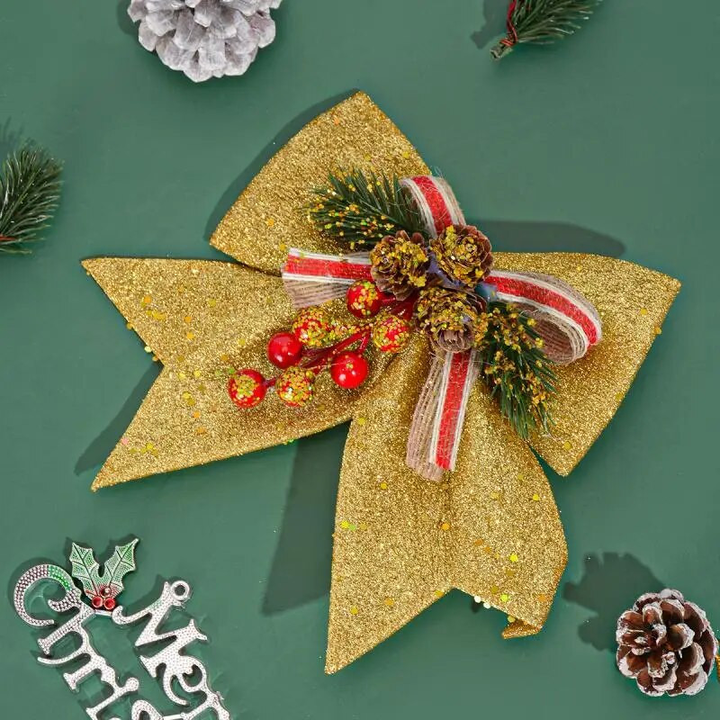 Zlatne/crvene božićne mašne Šišarke zlatne boje u prahu Xmastree ukrasni ukrasi Potrepštine za novogodišnju zabavu