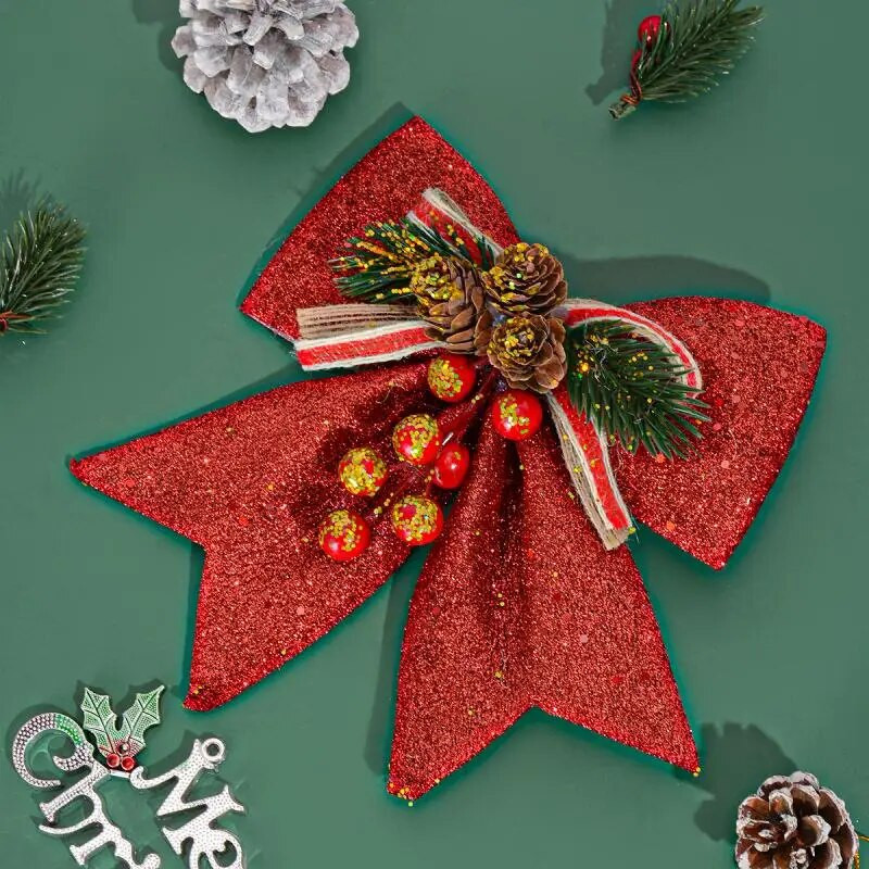 Zlatne/crvene božićne mašne Šišarke zlatne boje u prahu Xmastree ukrasni ukrasi Potrepštine za novogodišnju zabavu