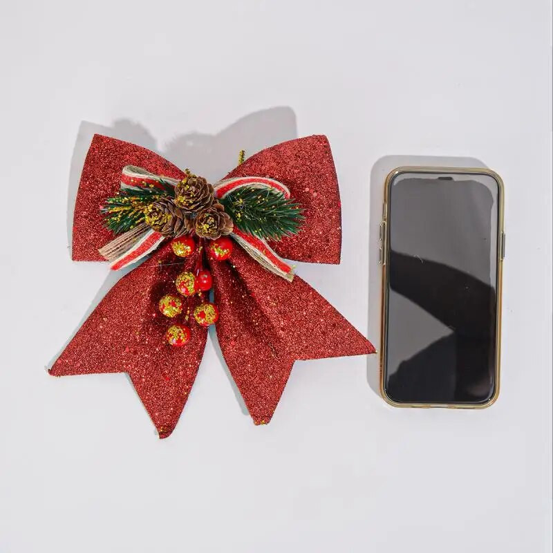 Zlatne/crvene božićne mašne Šišarke zlatne boje u prahu Xmastree ukrasni ukrasi Potrepštine za novogodišnju zabavu