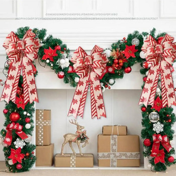 2023 54 εκ. Διπλή στρώσεις Χριστουγεννιάτικα Φιόγκοι Διακοσμητικά χριστουγεννιάτικα δέντρα Διακοσμητικά για το παράθυρο μπροστινής πόρτας σπιτιού