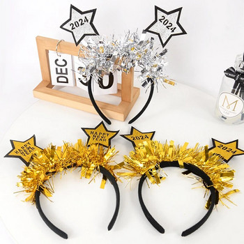 Χριστουγεννιάτικα καλύμματα κεφαλής 2024 Happy New Year Headband Glitter Sequin για Παιδί Ενήλικες Χριστουγεννιάτικο πάρτι για πάρτι για τα μαλλιά Photo Prop